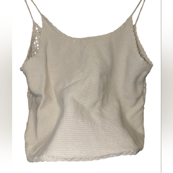 American Eagle Outfitters Cream Cropped Spaghetti Strap Camisole - Picture 3 of 5